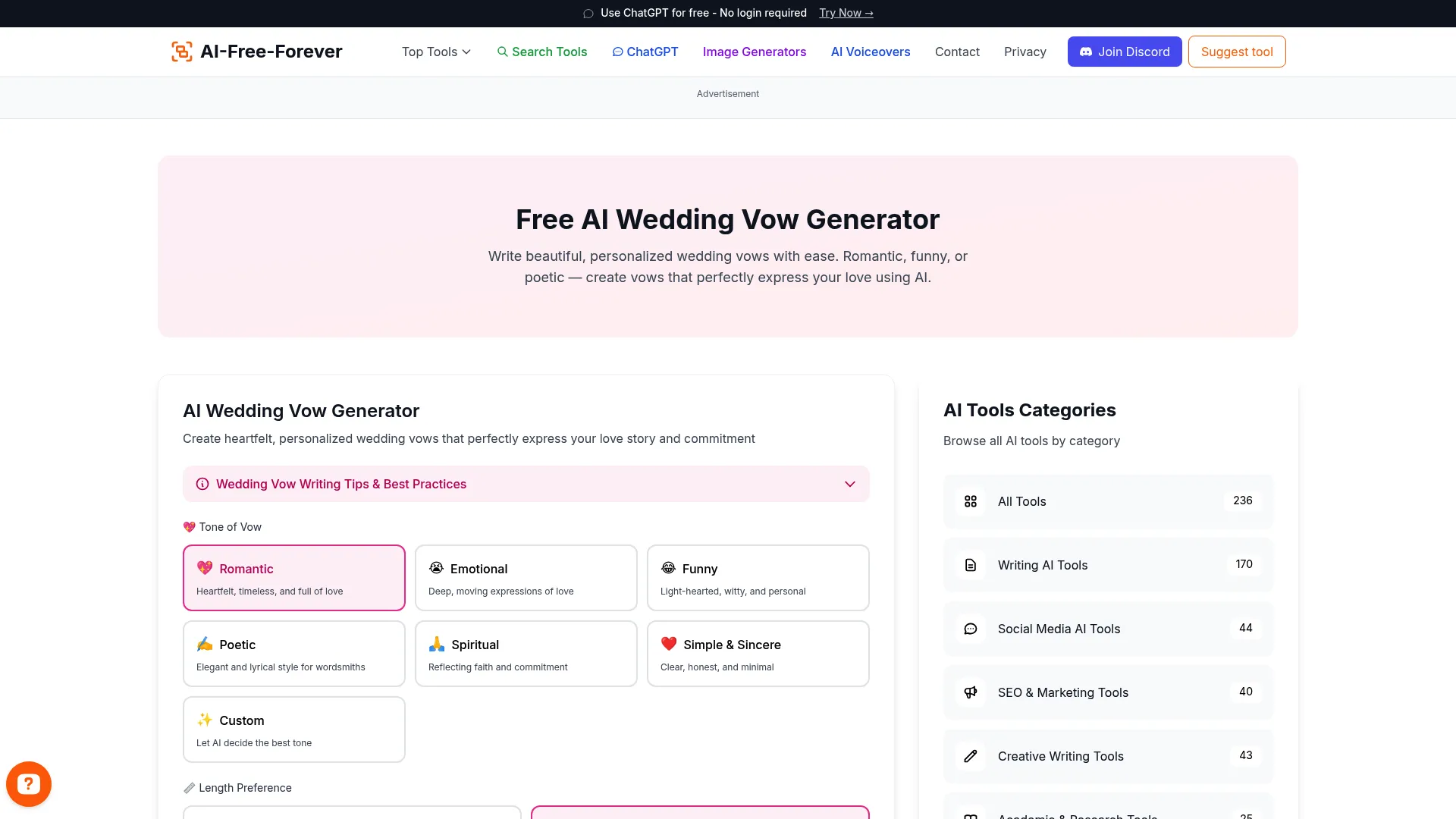 AI Wedding Vow Generator - Heartfelt vows for your special day