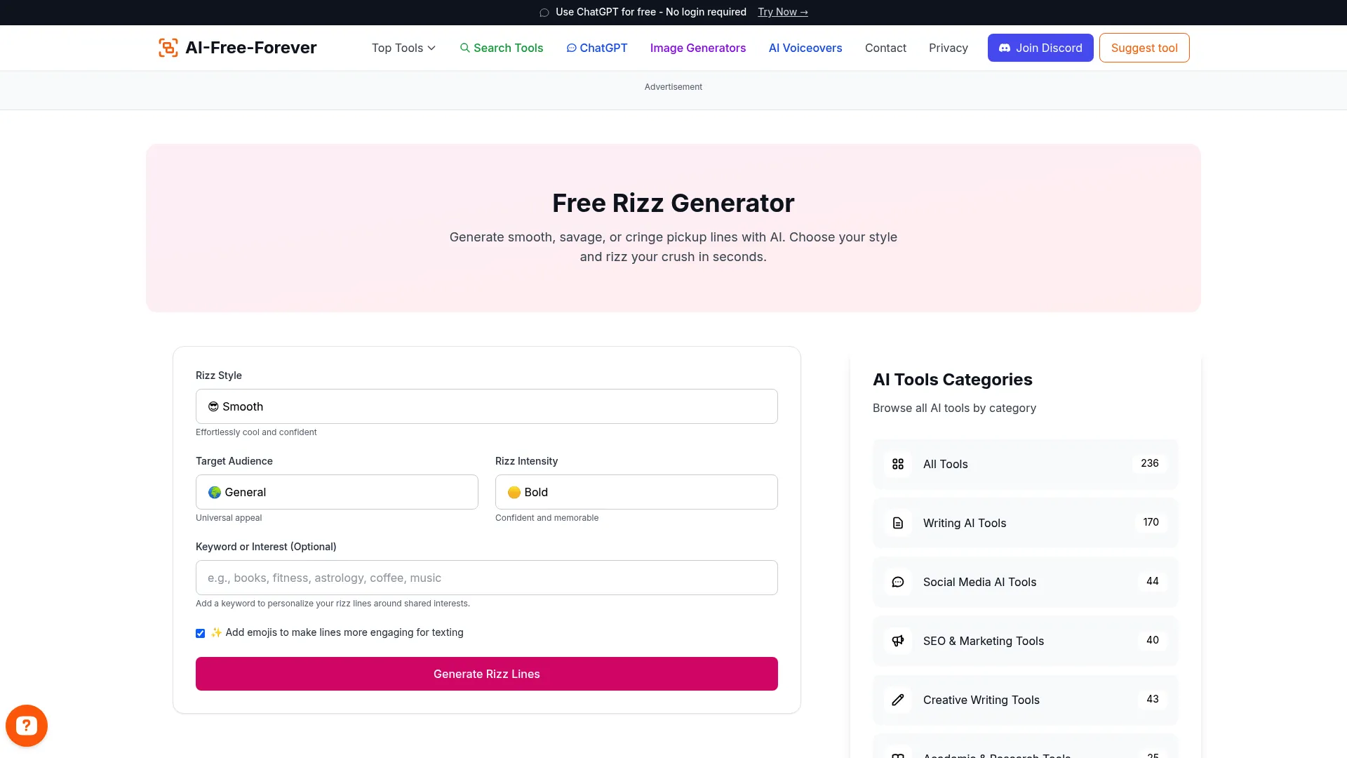Free Rizz Generator - Modern charm and charisma for Gen Z daters