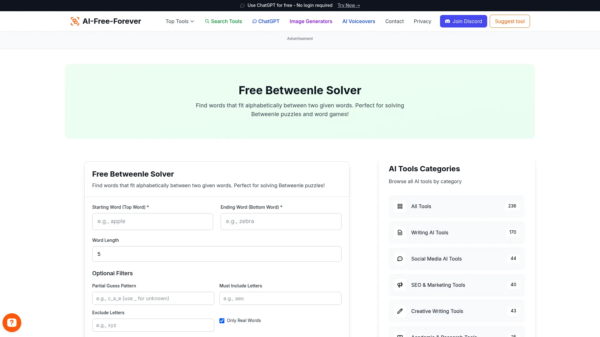 Betweenle Solver - Solve Betweenle word connection puzzles instantly
