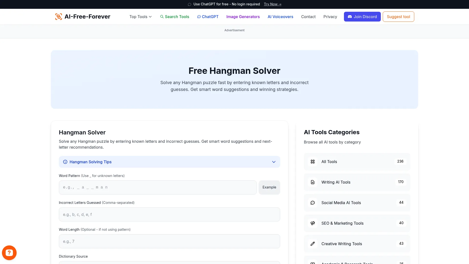 Hangman Solver - Find the perfect word for any Hangman game