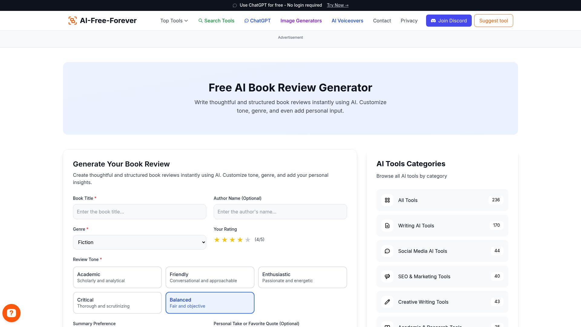 Free AI Book Review Generator - Generate thoughtful book reviews and critical analysis for any genre