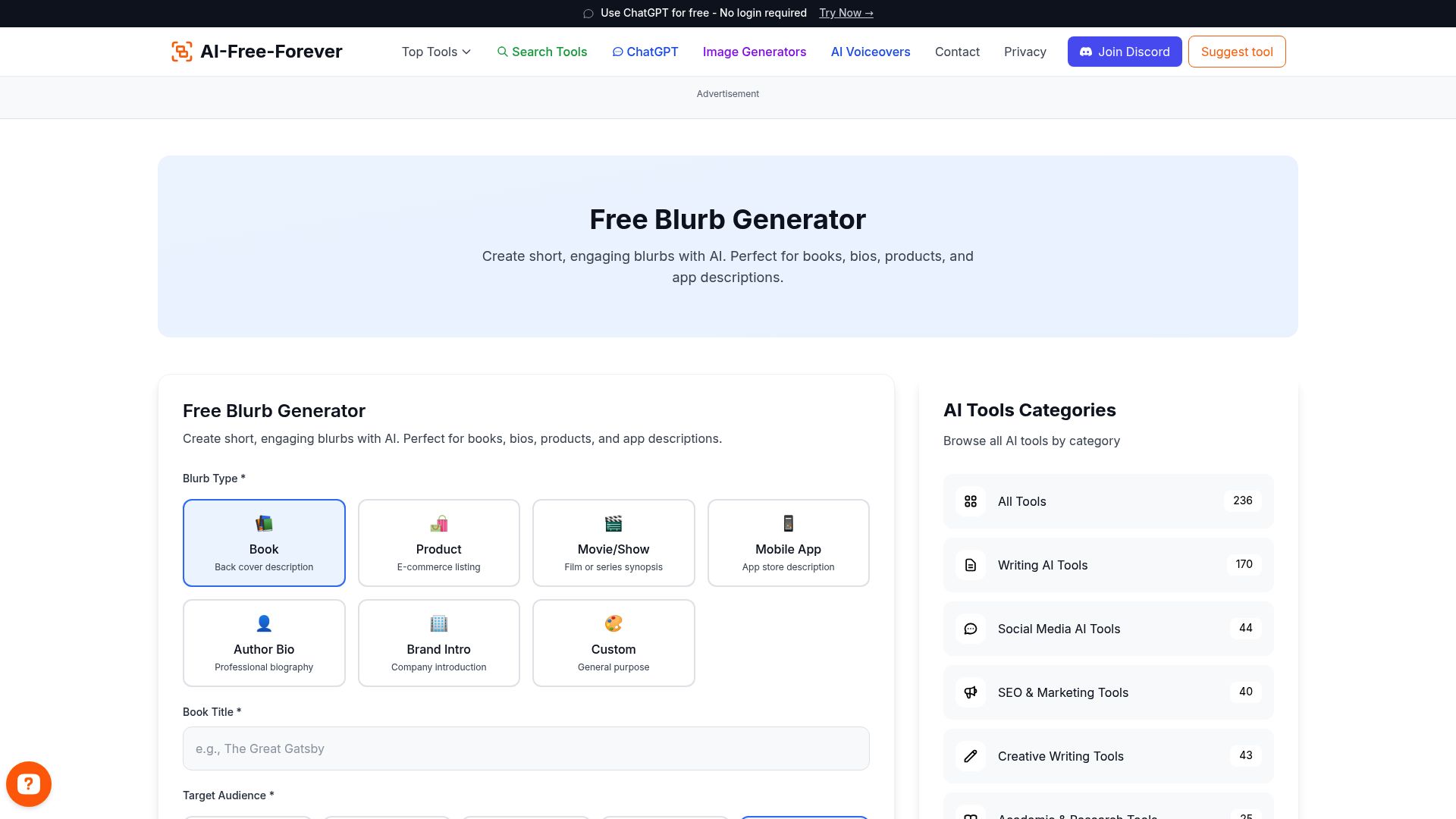 Free Blurb Generator - Write attention-grabbing blurbs for book covers and marketing materials