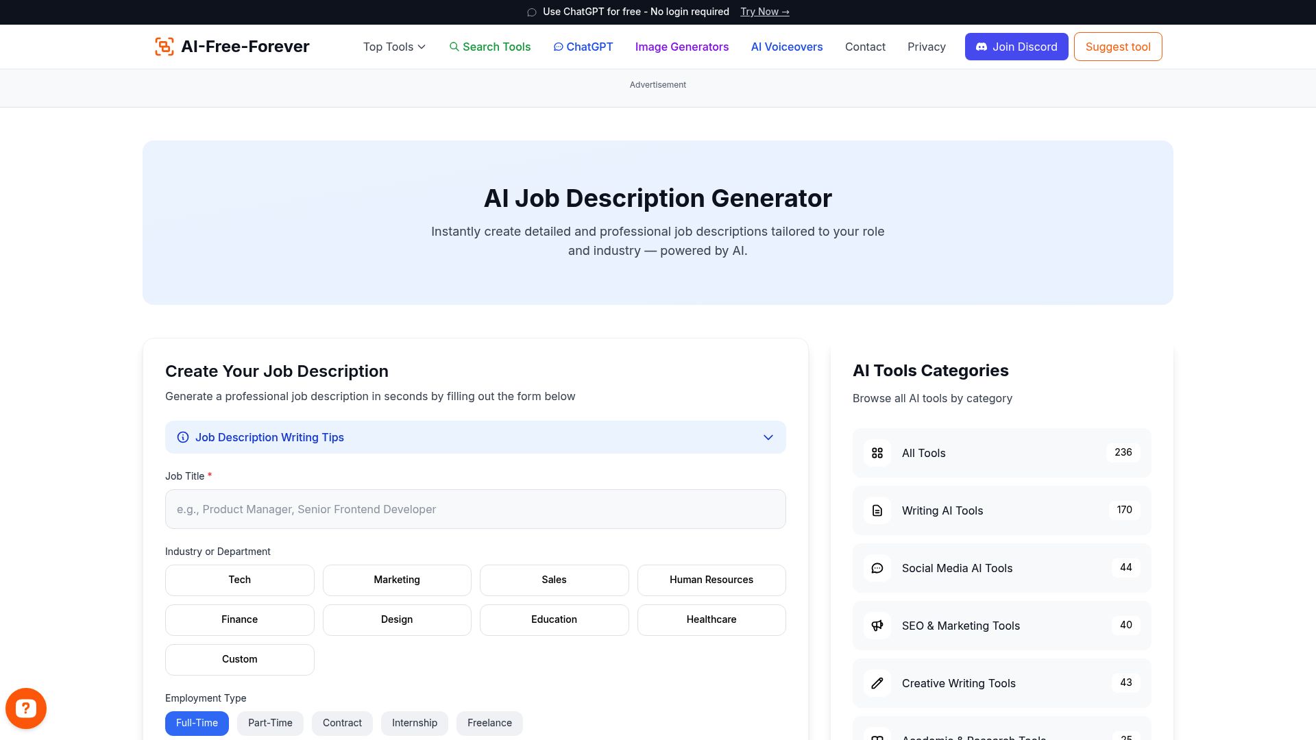 AI Job Description Generator - Create comprehensive job descriptions that attract qualified candidates