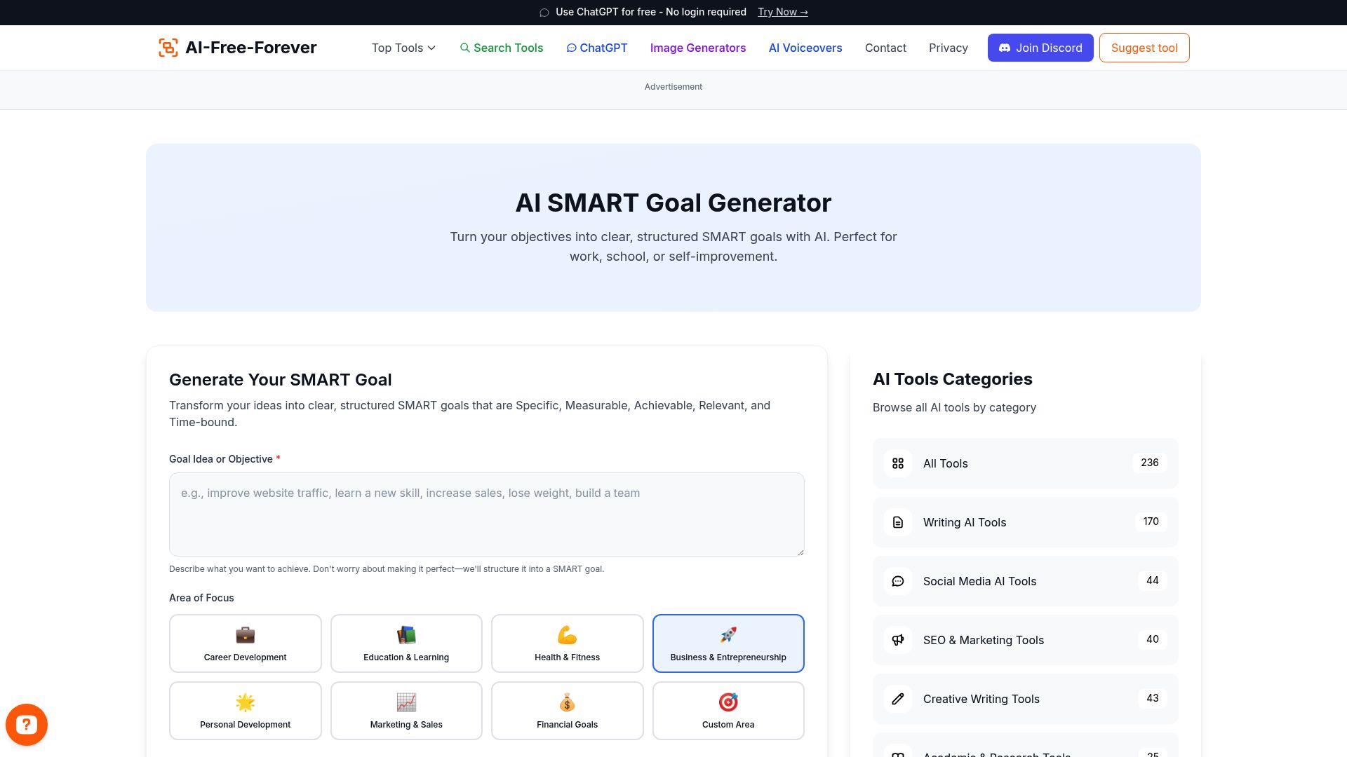 AI Smart Goal Generator - Develop specific, measurable, achievable, relevant, and time-bound goals