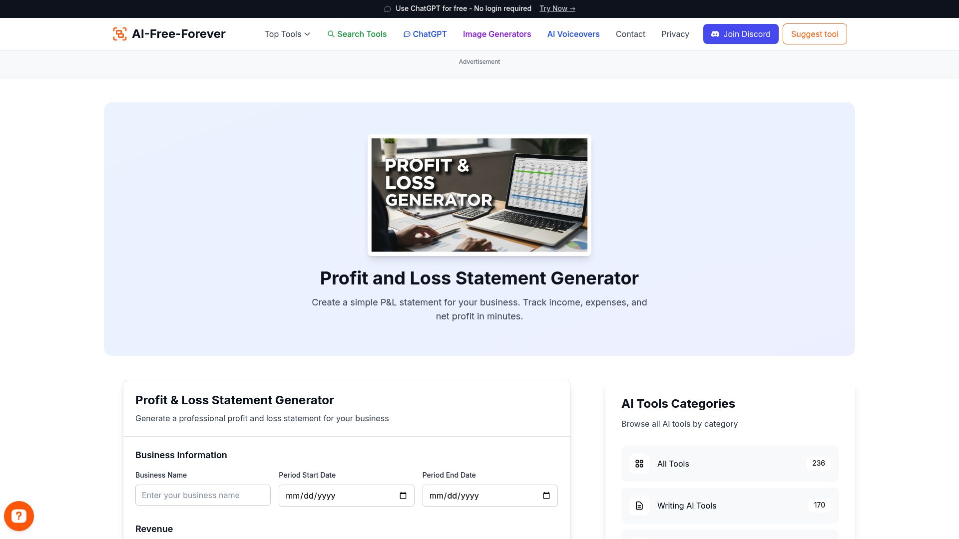Profit and Loss Statement Generator - Create professional P&L statements for financial reporting