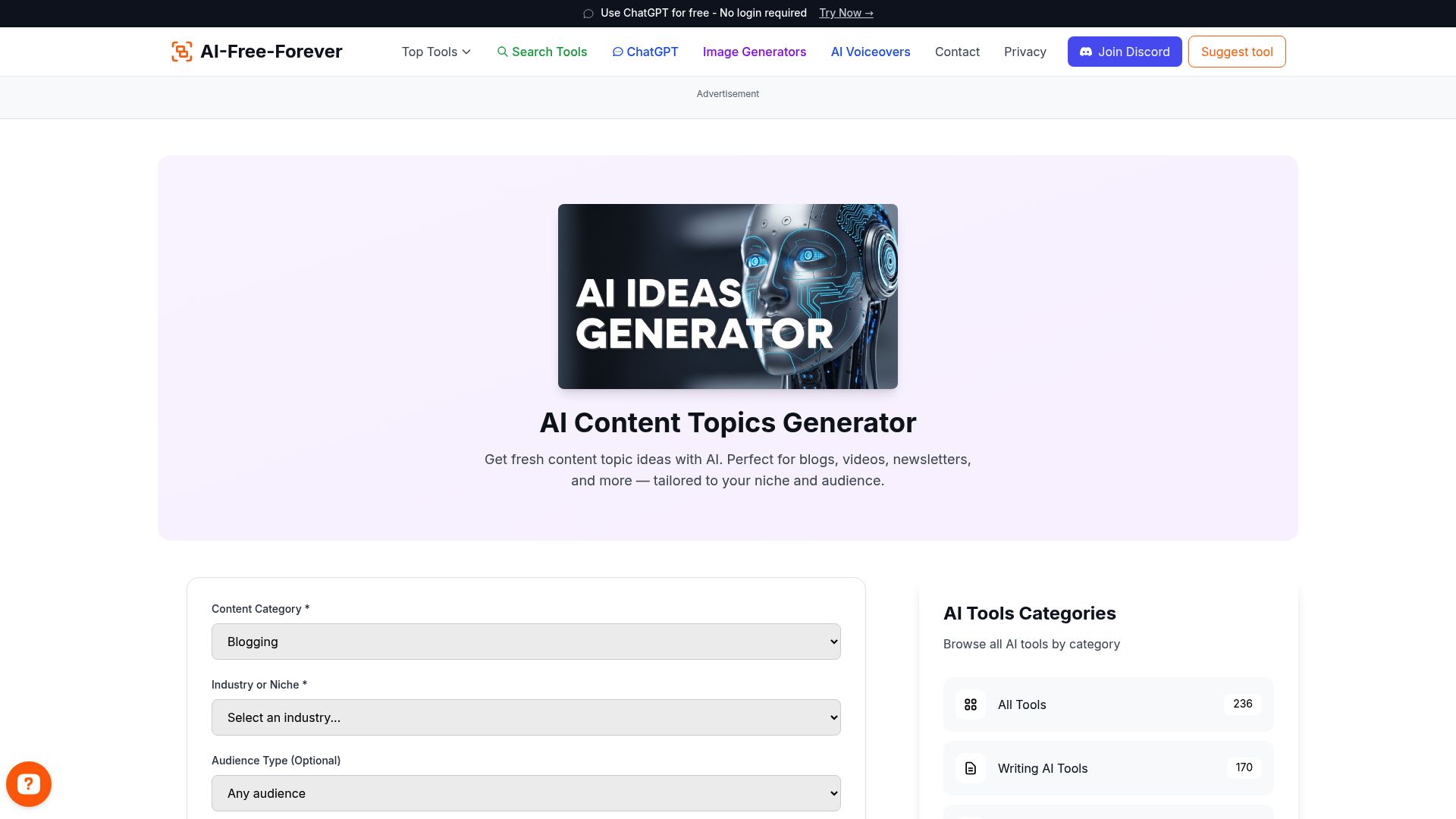 Content Topics Generator - Brainstorm endless content ideas and topics for your niche and audience