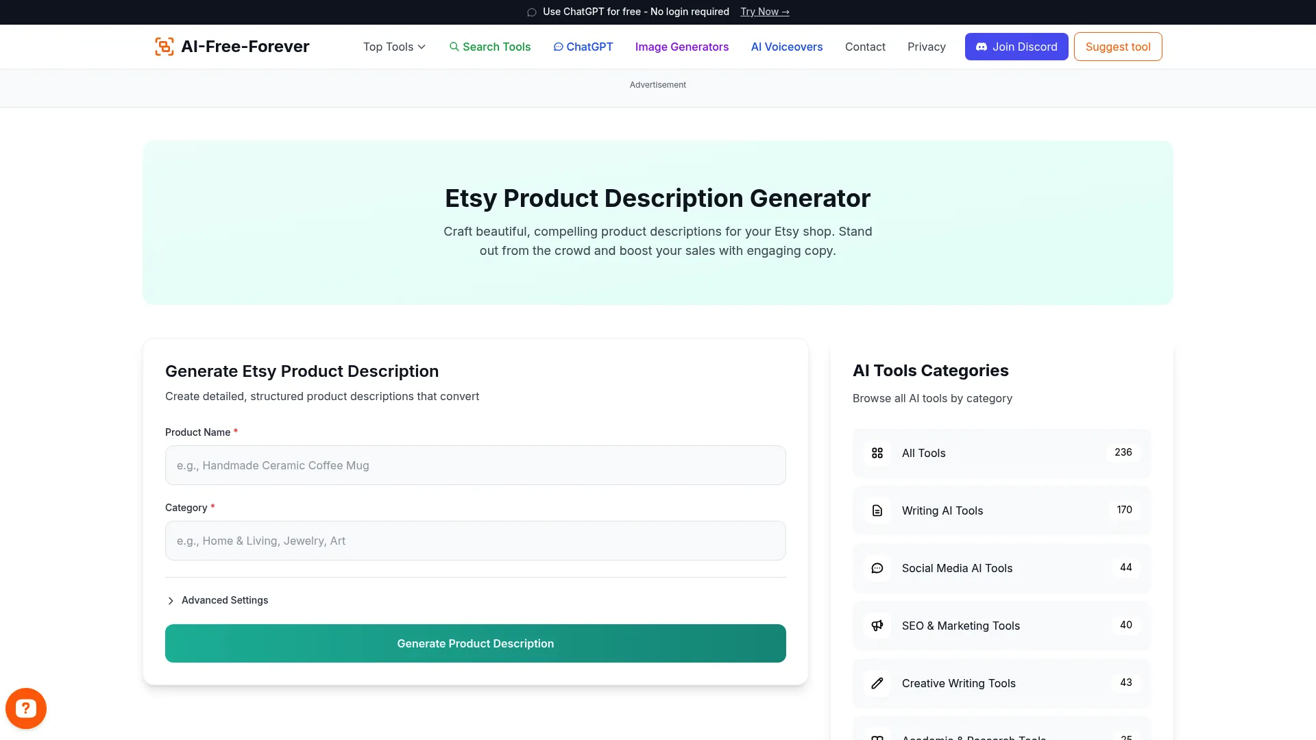 Etsy Product Description Generator - Write compelling descriptions that convert visitors to buyers