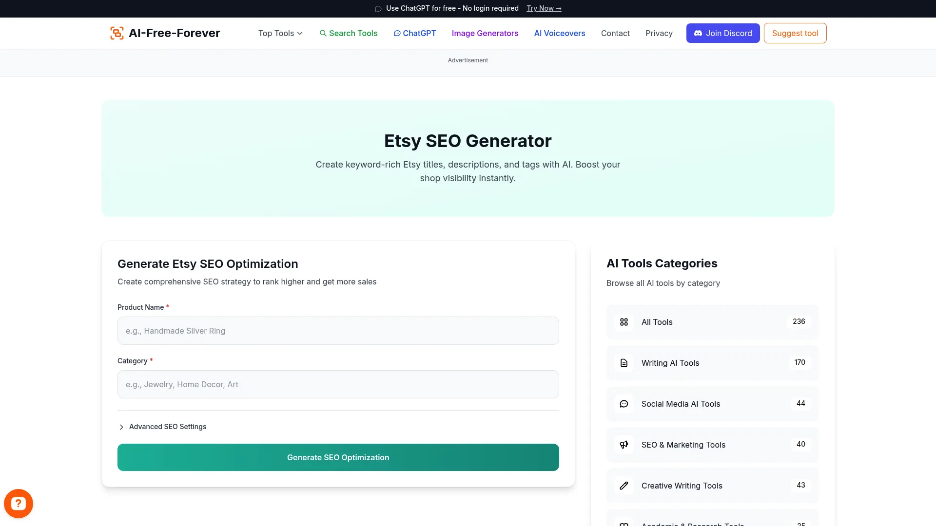 Etsy SEO Generator - Optimize your entire shop for maximum search visibility