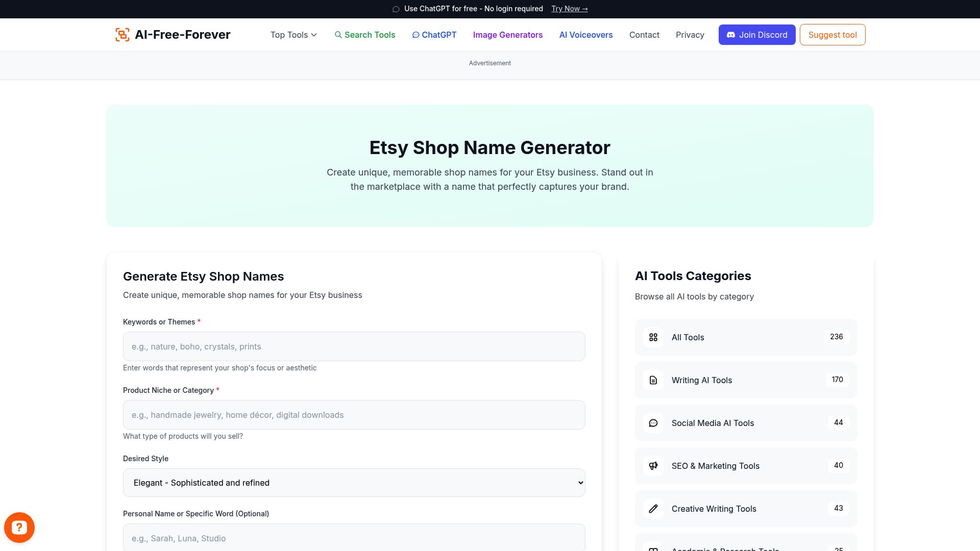 Etsy Shop Name Generator - Generate memorable shop names that reflect your brand and products