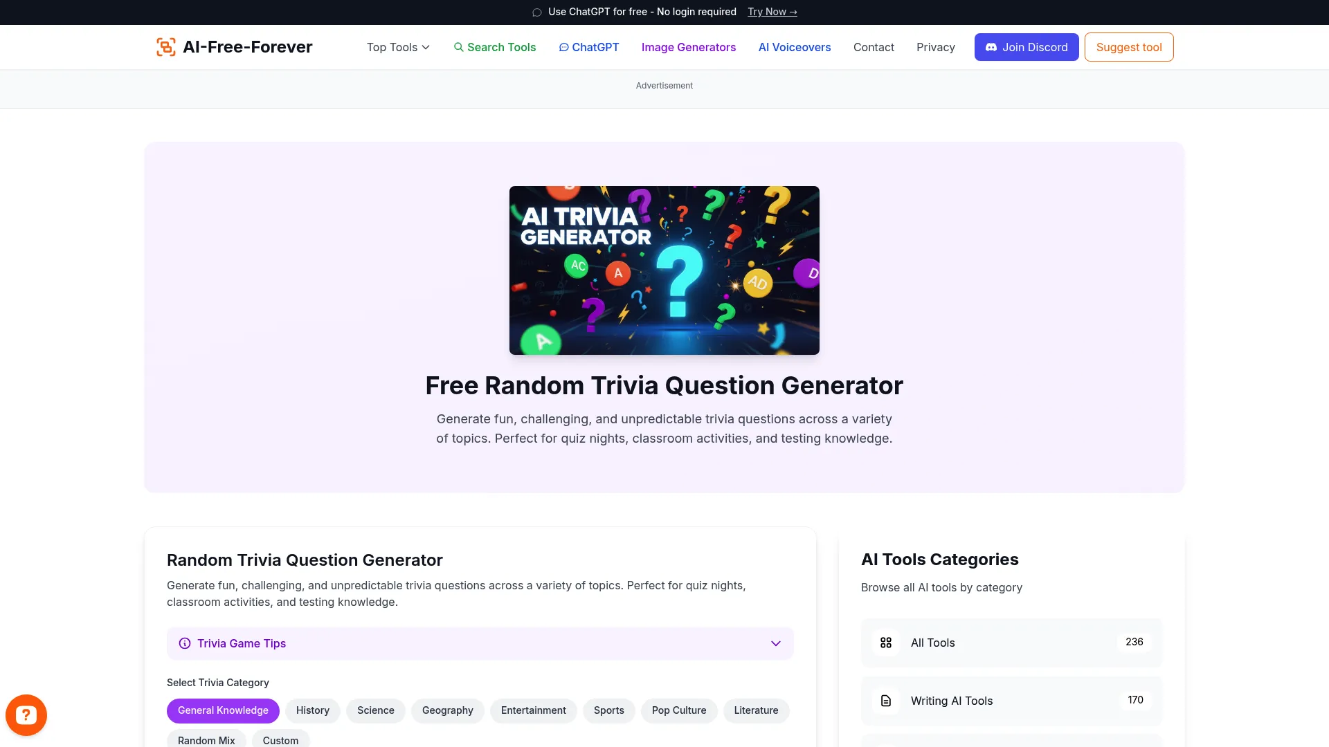 Random Trivia Question Generator - Test knowledge with engaging trivia questions