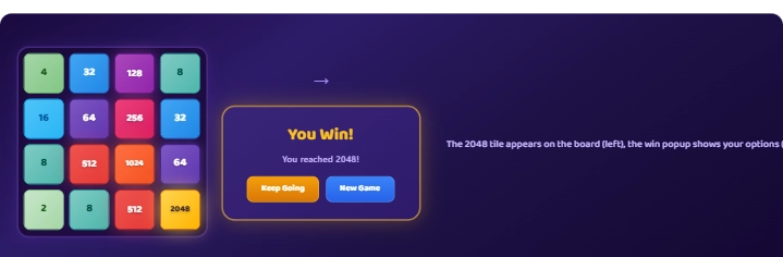 2048 Win Screen - 2048 screenshot on AIFreeForever