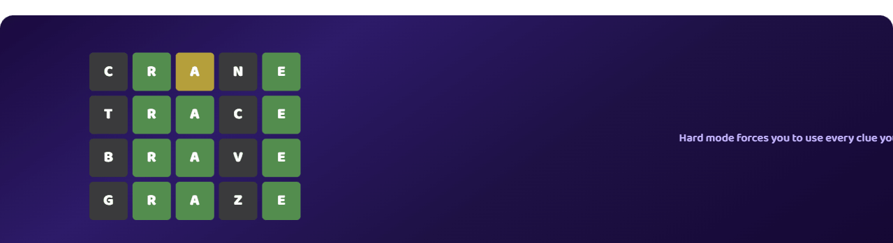 Hard Mode Wordle - Wordle screenshot on AIFreeForever