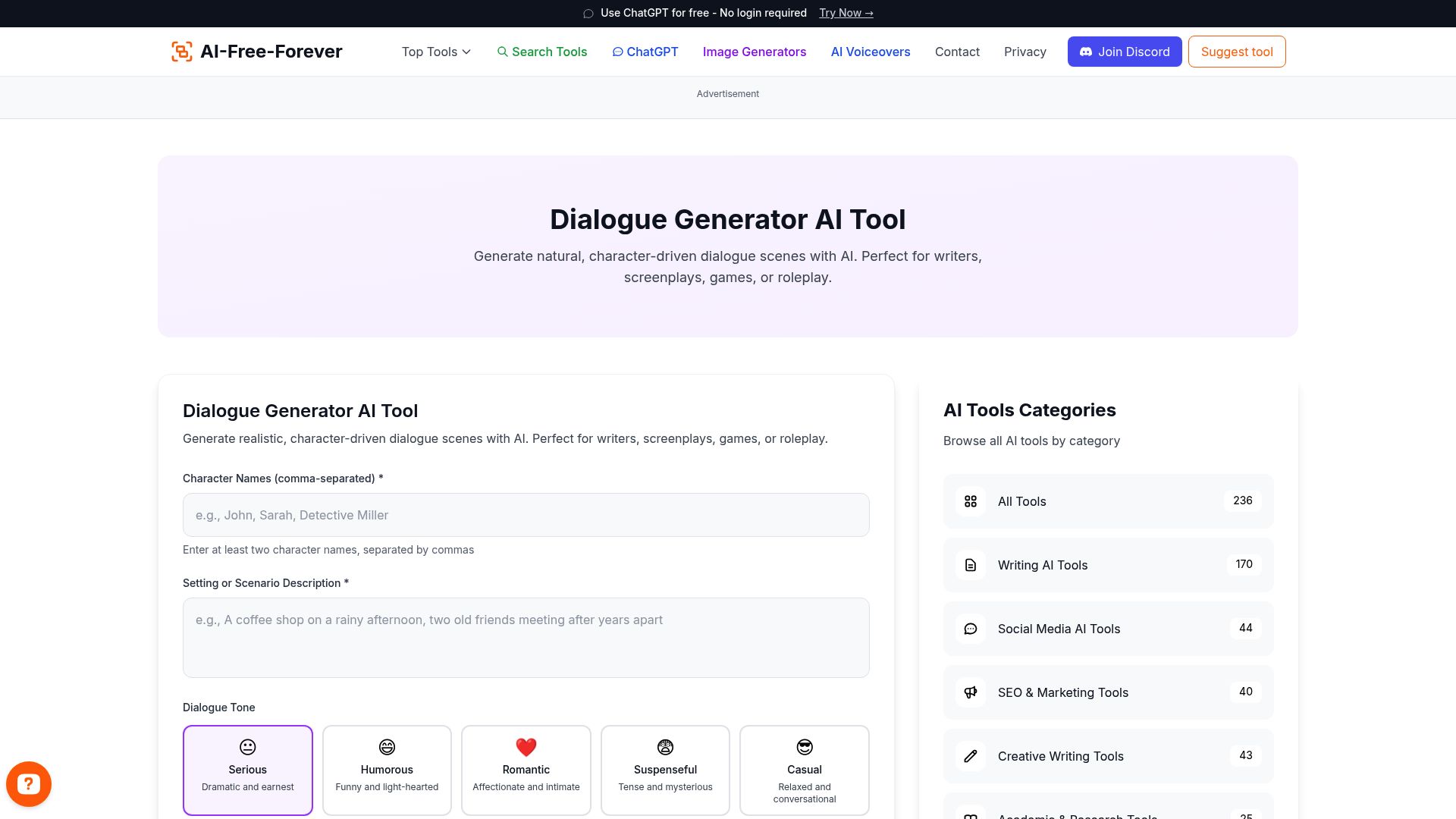 Dialogue Generator AI - Create realistic conversations and dialogue between characters with natural speech patterns and authentic voices