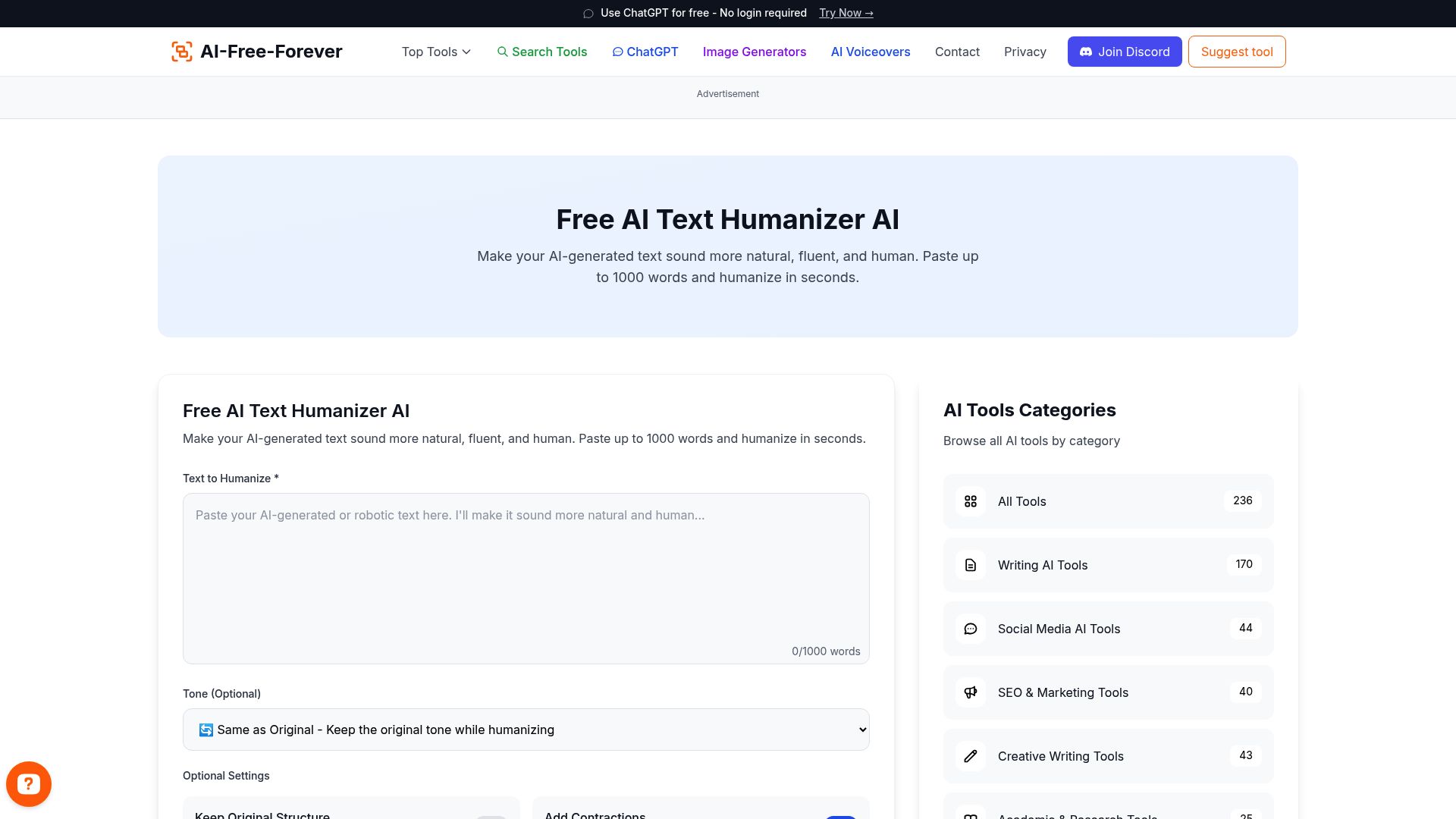 Free AI Text Humanizer - Make AI-generated text sound more natural and human with conversational tone