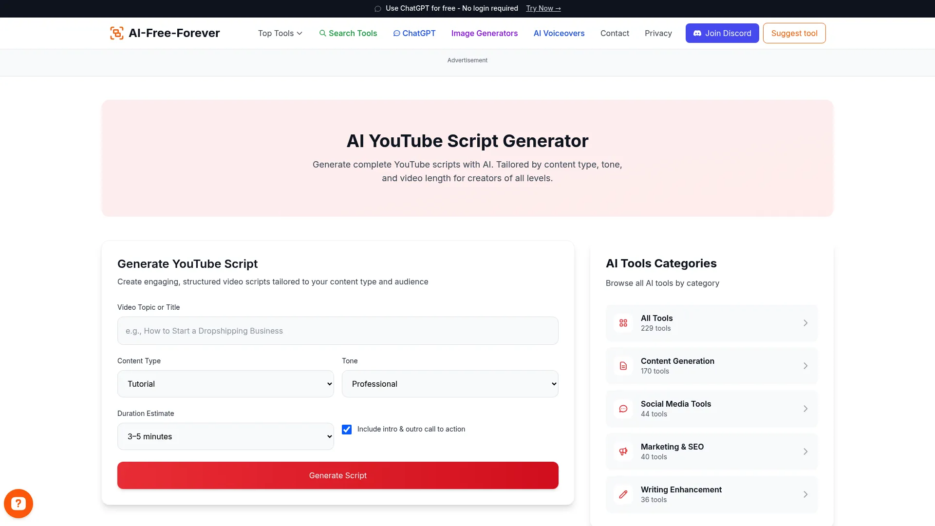YouTube Script Generator - Write engaging scripts that keep viewers watching until the end